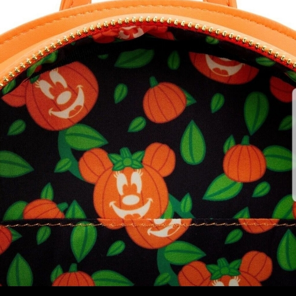 Loungefly Disney Glow Face Minnie Pumpkin Double Strap Backpack Purse Ha… - Picture 5 of 15